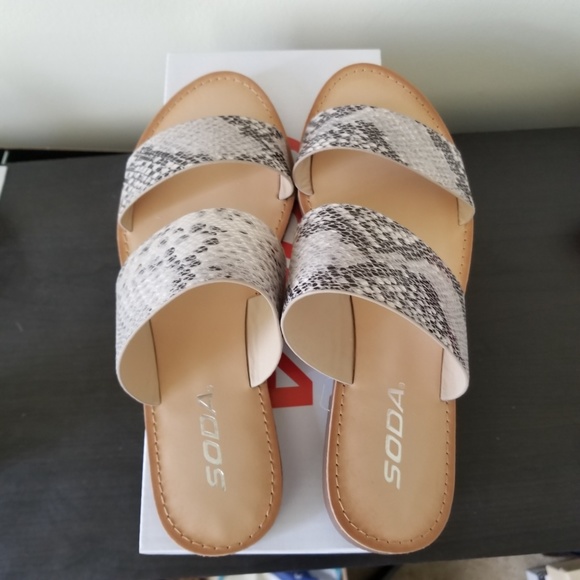 NEW ! 💖 Double Strap Python Womens Sandals - Picture 4 of 7